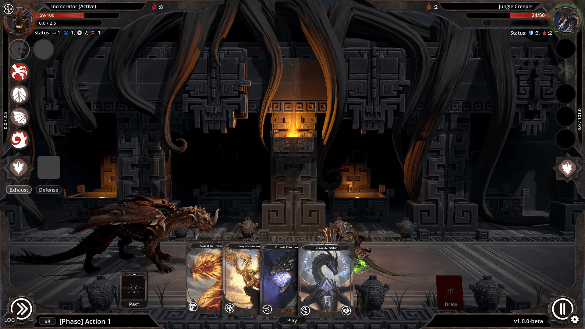 Dragon Tribe Chronicles gameplay screenshot showing dragon combat